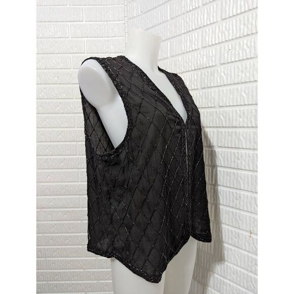 Rafaella Women's Black Beaded Silk Vest Size M - Picture 3 of 7